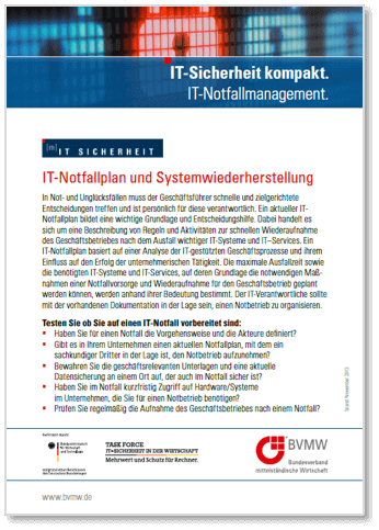 BVMW mIT Sicherheit kompakt IT-Notfallplan